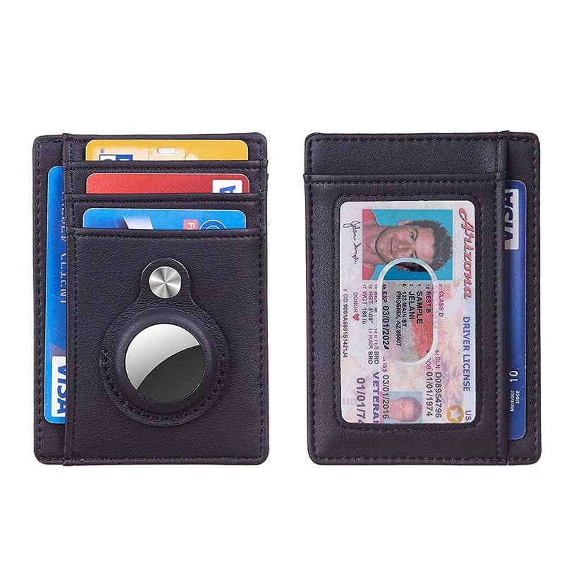 Buylor Rfid Men Card Wallets for Air Tag Business Credit Card Holder Slim Wallet Card Case Coin Purse PU Leather Protector Cover