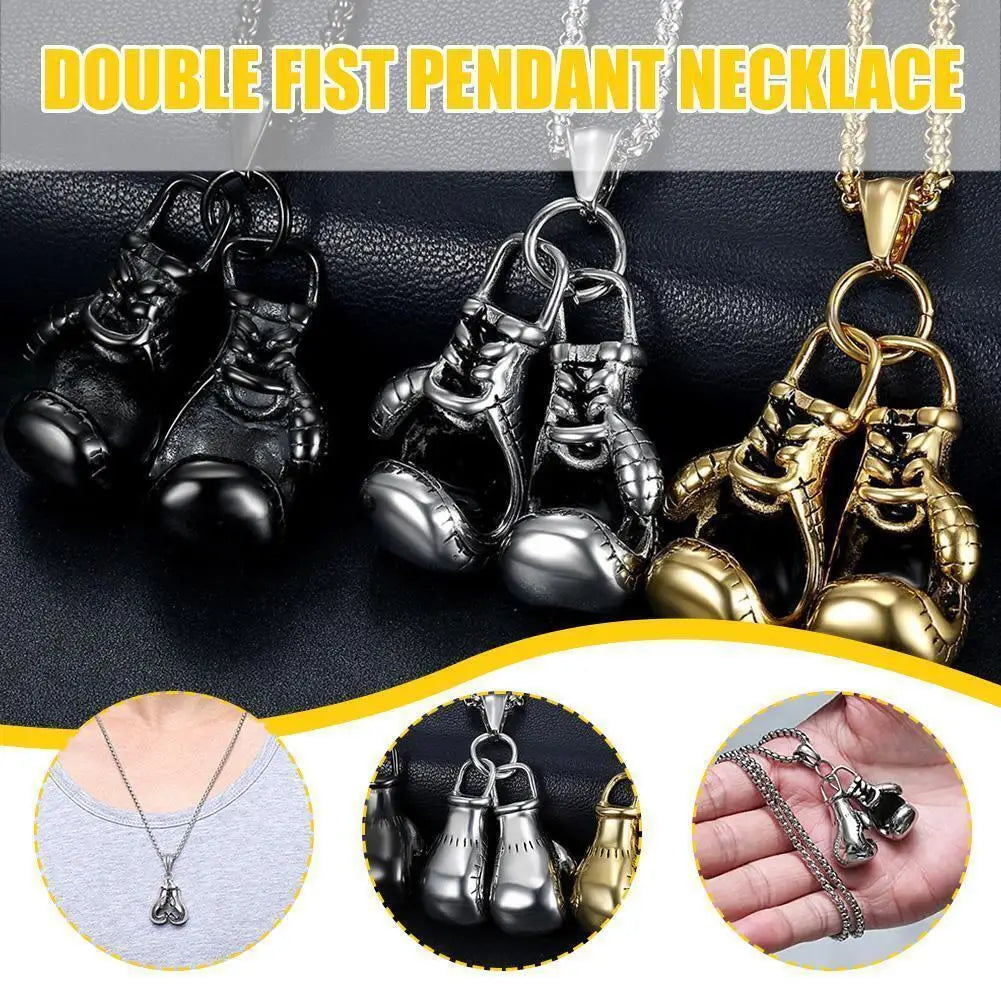 2023 Fashion Jewellery Necklace Boxing Glove Pendant Necklace Sport Fitness Jewelry Beads Chain Necklace For Men Women