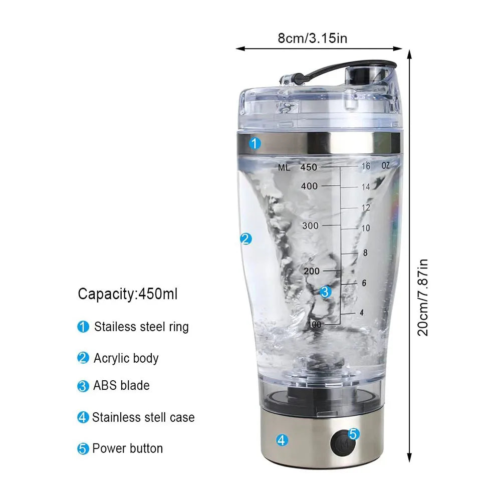 450/600ml  Electric Mixing Cup Portable Protein Powder Shaker Bottle Mixer For Travel Home Office Kitchen Tools