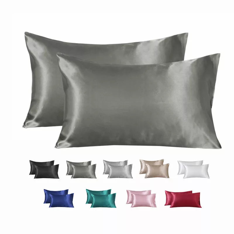 1pc Pure Emulation Silk Satin Pillowcase Comfortable Pillow Cover Pillowcase for Bed Throw Single Pillow Covers