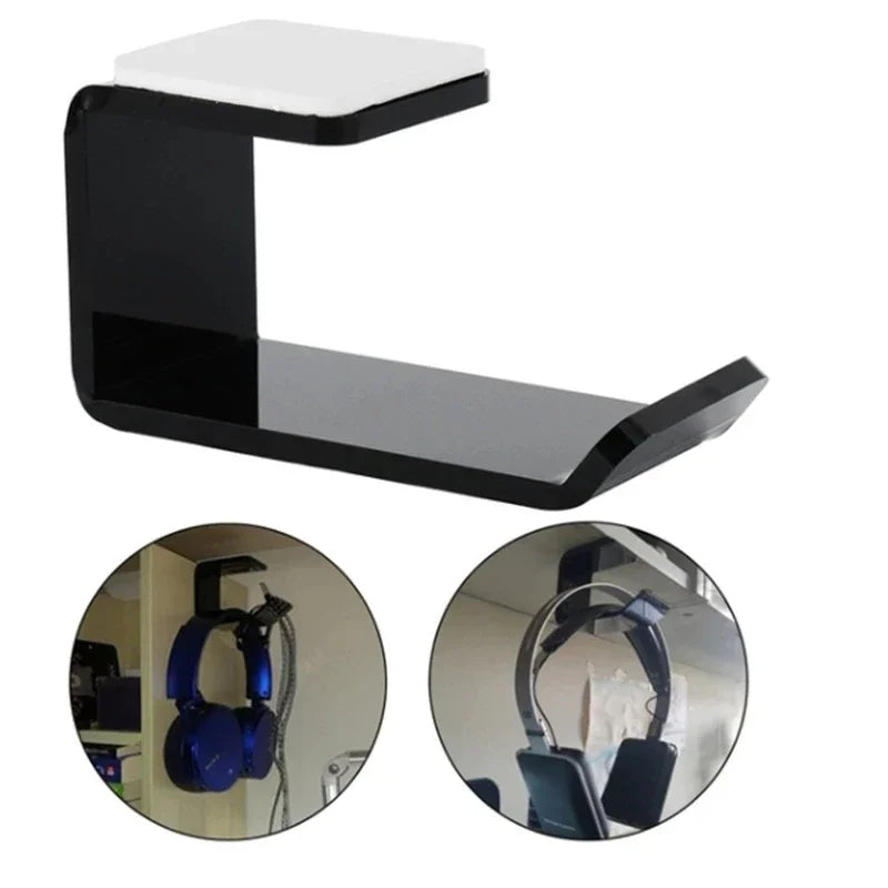 Headset Holde Self-Adhesive Mounted Headphone Hanger PC Monitor Display Headset Earphone Hook Rack Headphones Accessories
